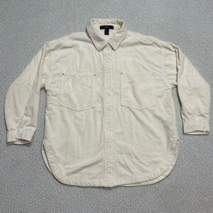 Forever 21 Corduroy Shacket‎ Women Small Cream Oversized Button Up Shirt Jacket